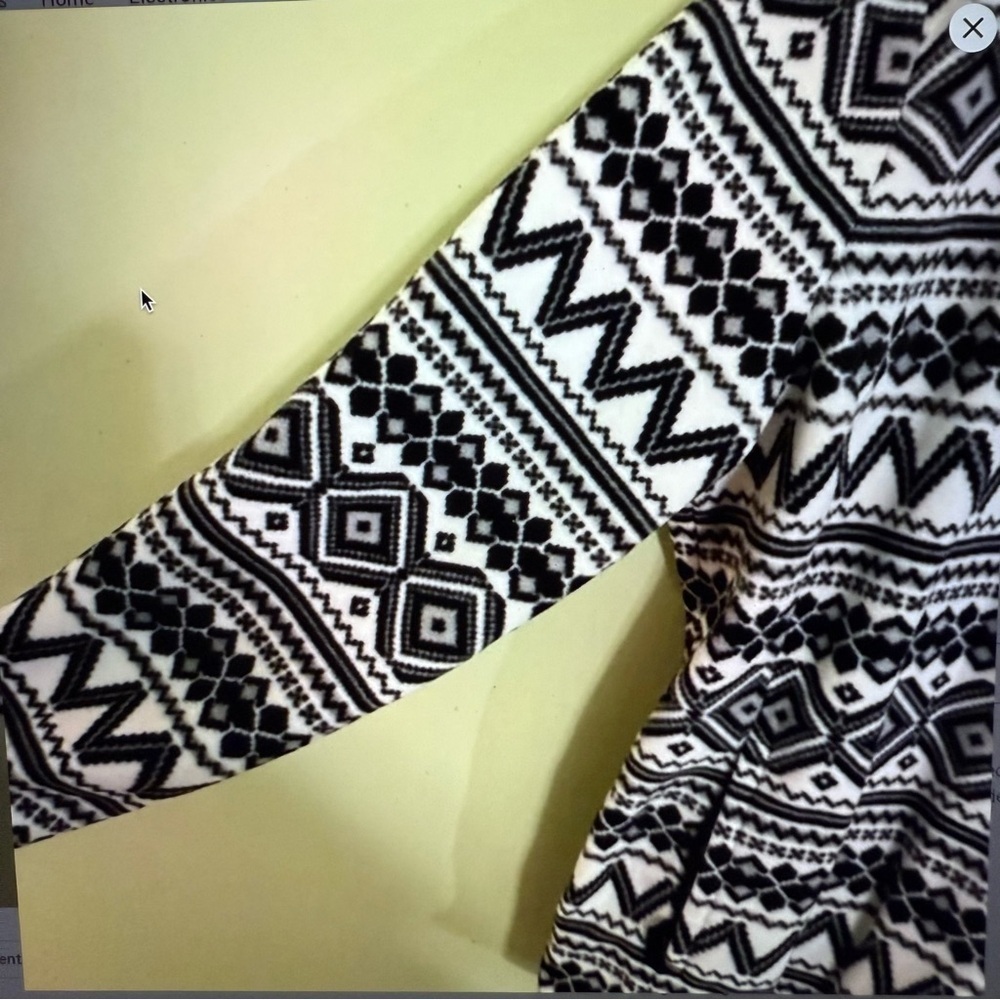 Talbots Women's Black White fair isle geometric fleece zip jacket - Picture 6 of 10